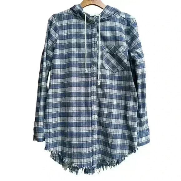 Gilded Intent Snap Front Hooded Flannel Shirt. Size: M - Picture 1 of 5